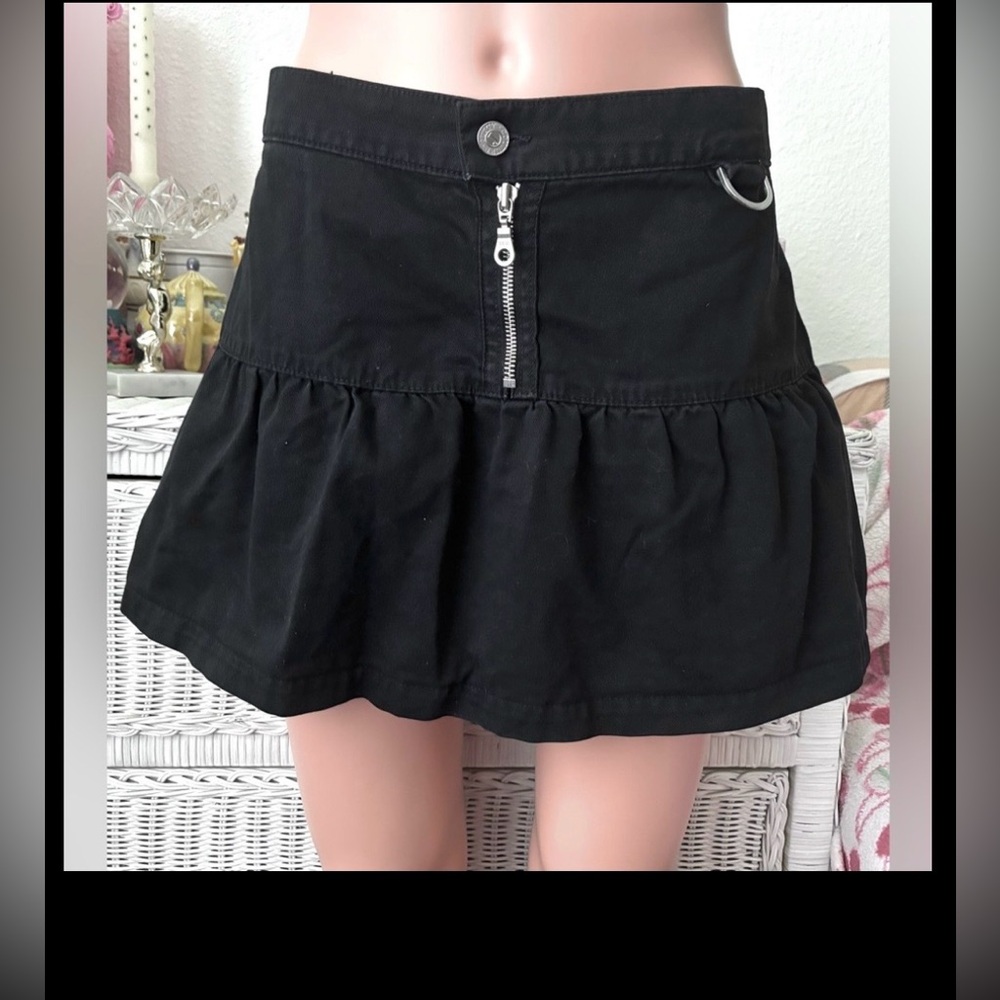 Vintage Juicy Couture Denim Mini Skirt Y2K  Low Rise in Black Size L